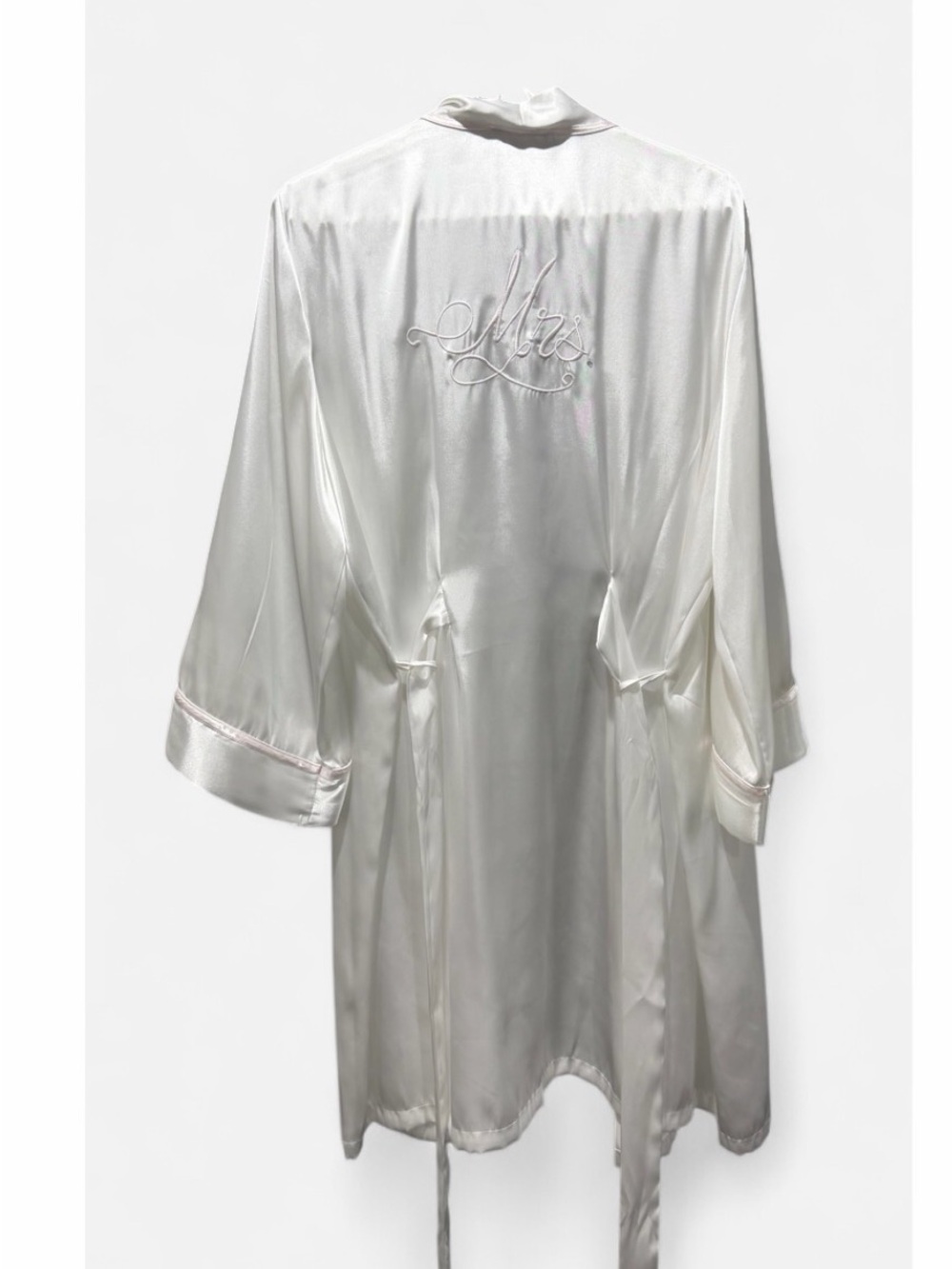 Linea Donatella White Satin 'Mrs.' Embroidered Robe